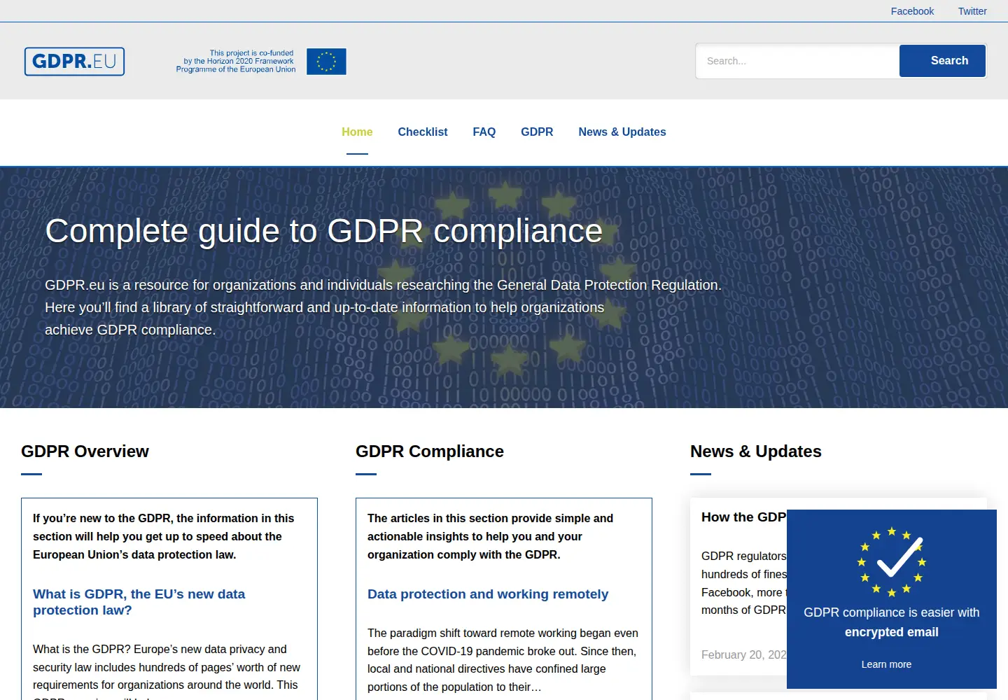 Screenshot of gdpr.eu