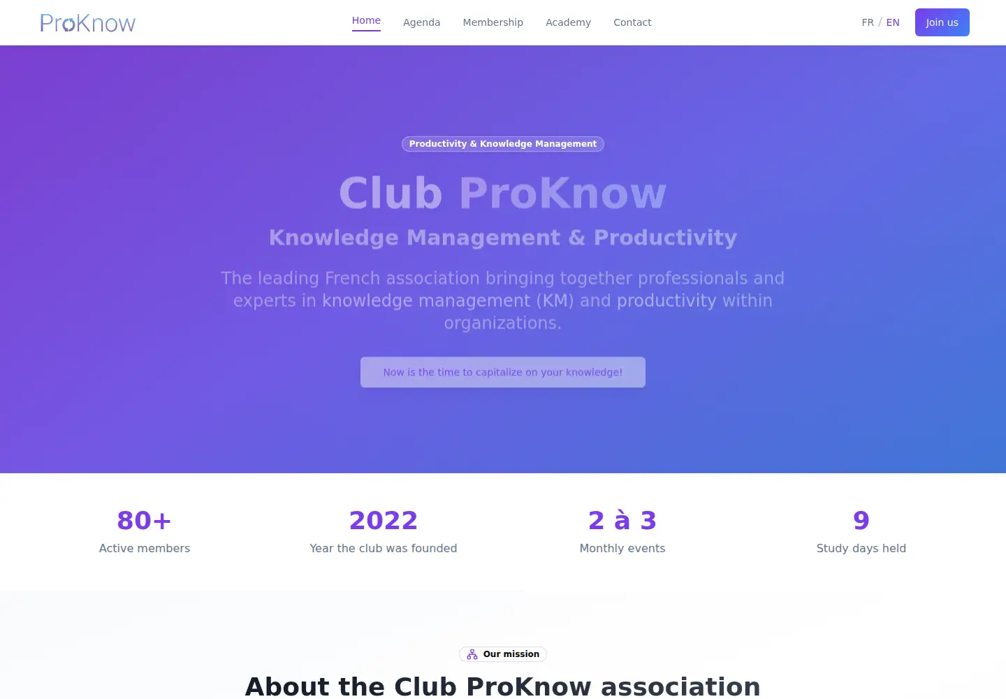 Captured homepage of proknow.fr in the current scan