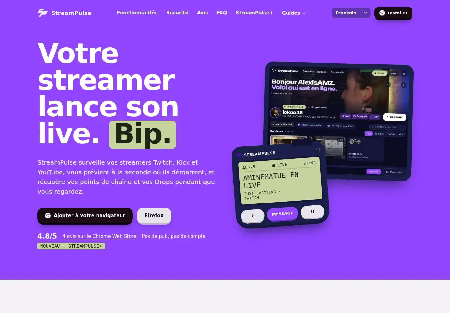 Captured homepage of streampulse.fr in the current scan