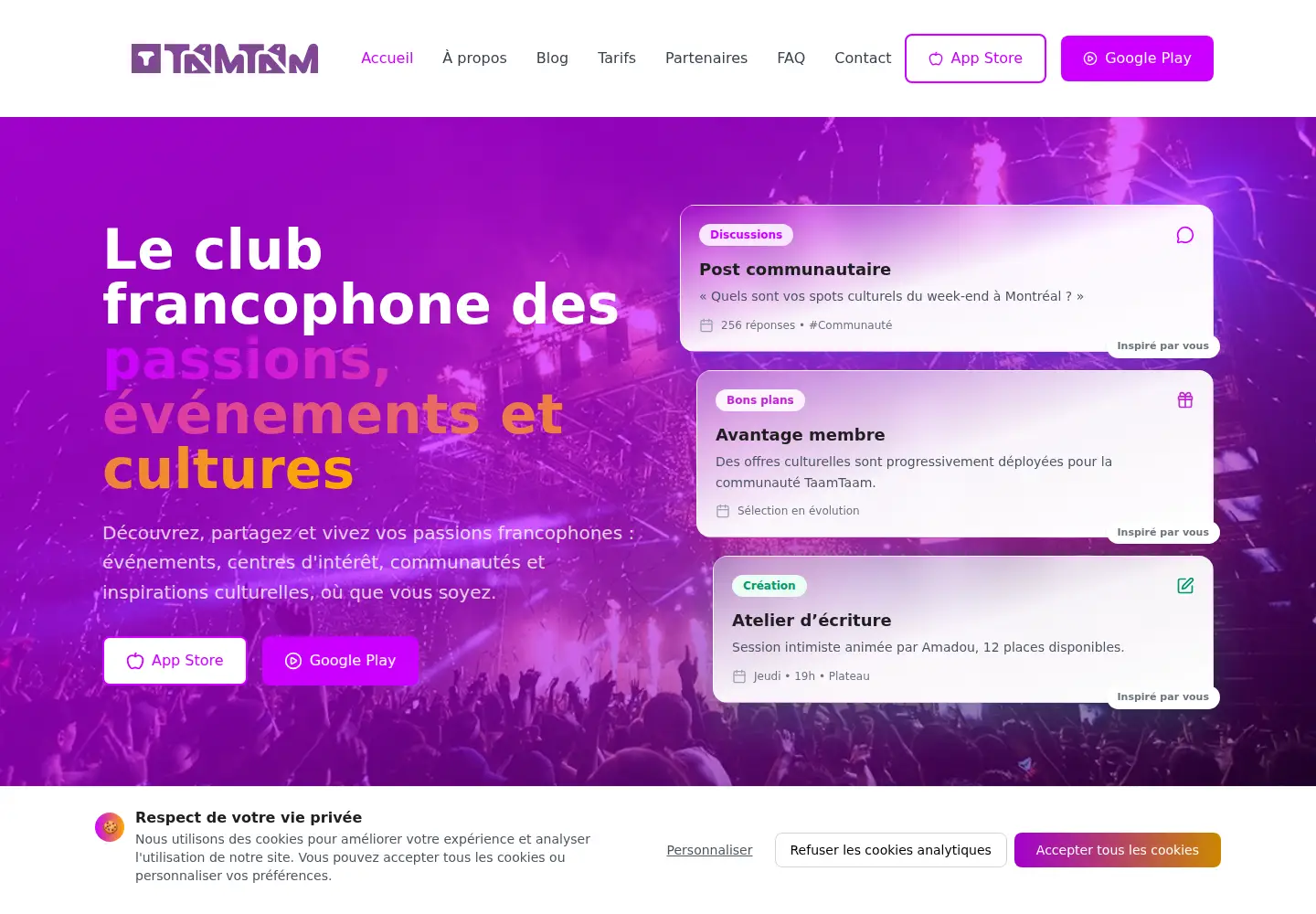 Screenshot of taamtaam.fr