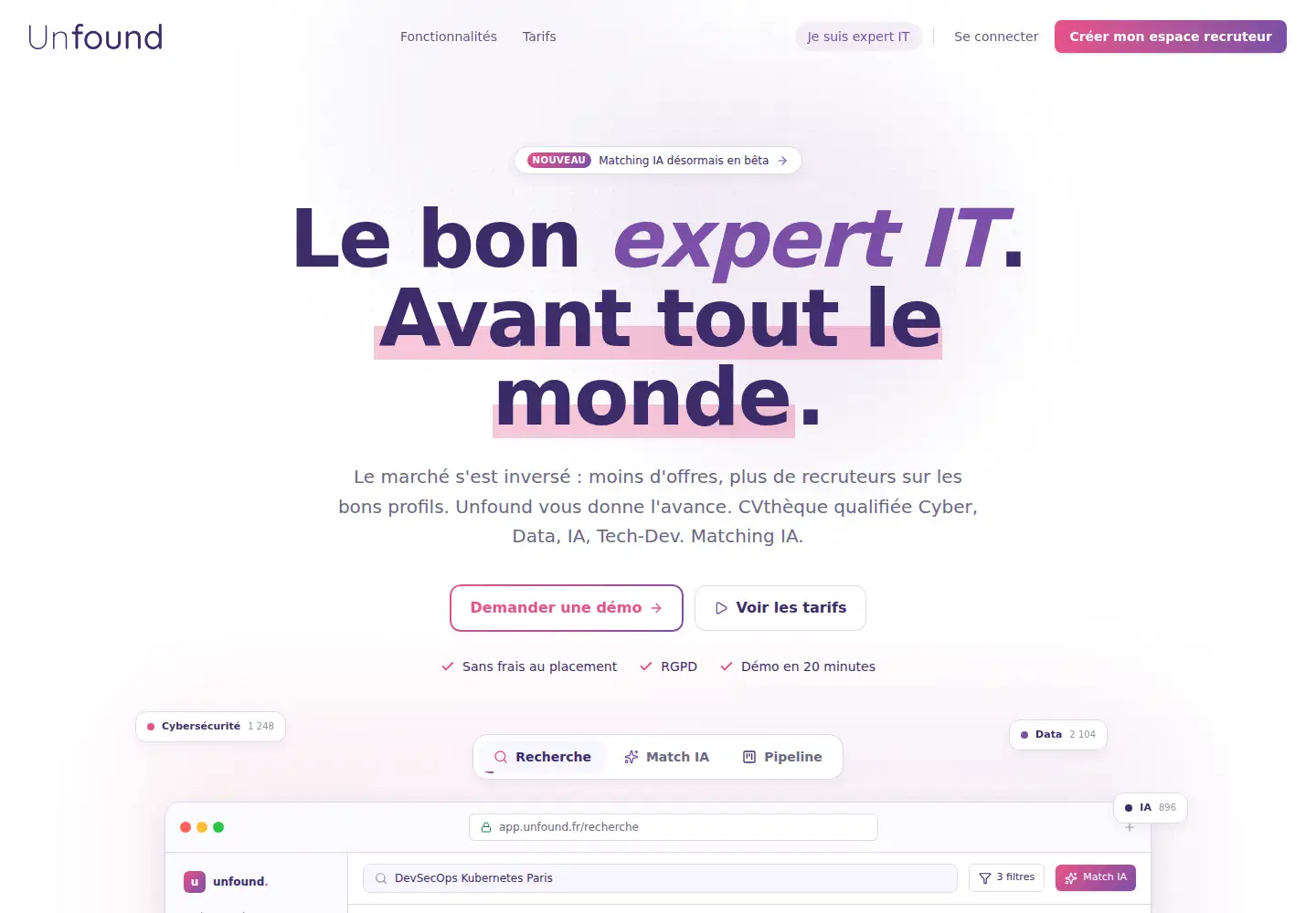Screenshot of unfound.fr