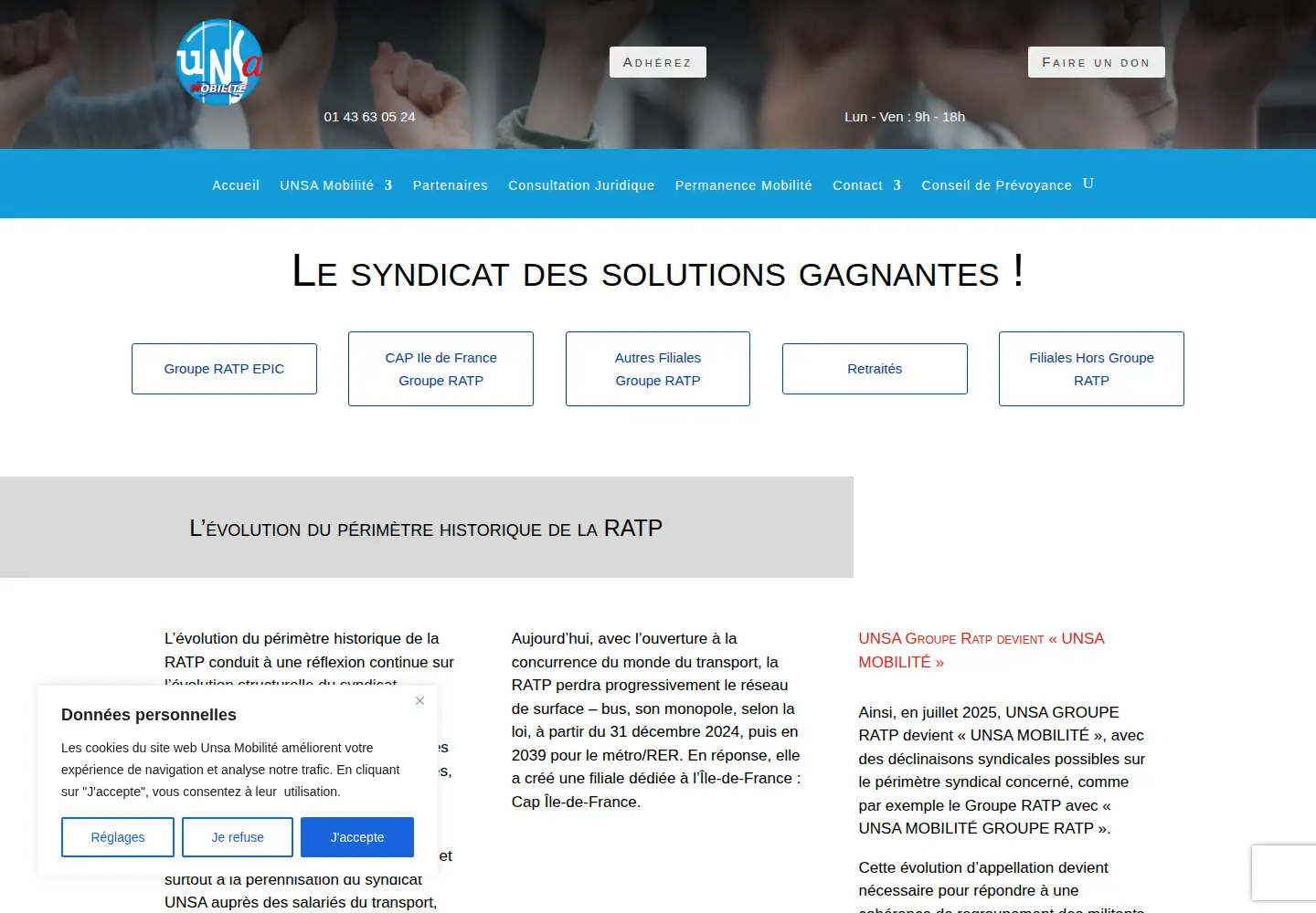 Captured homepage of unsa-grouperatp.fr in the current scan