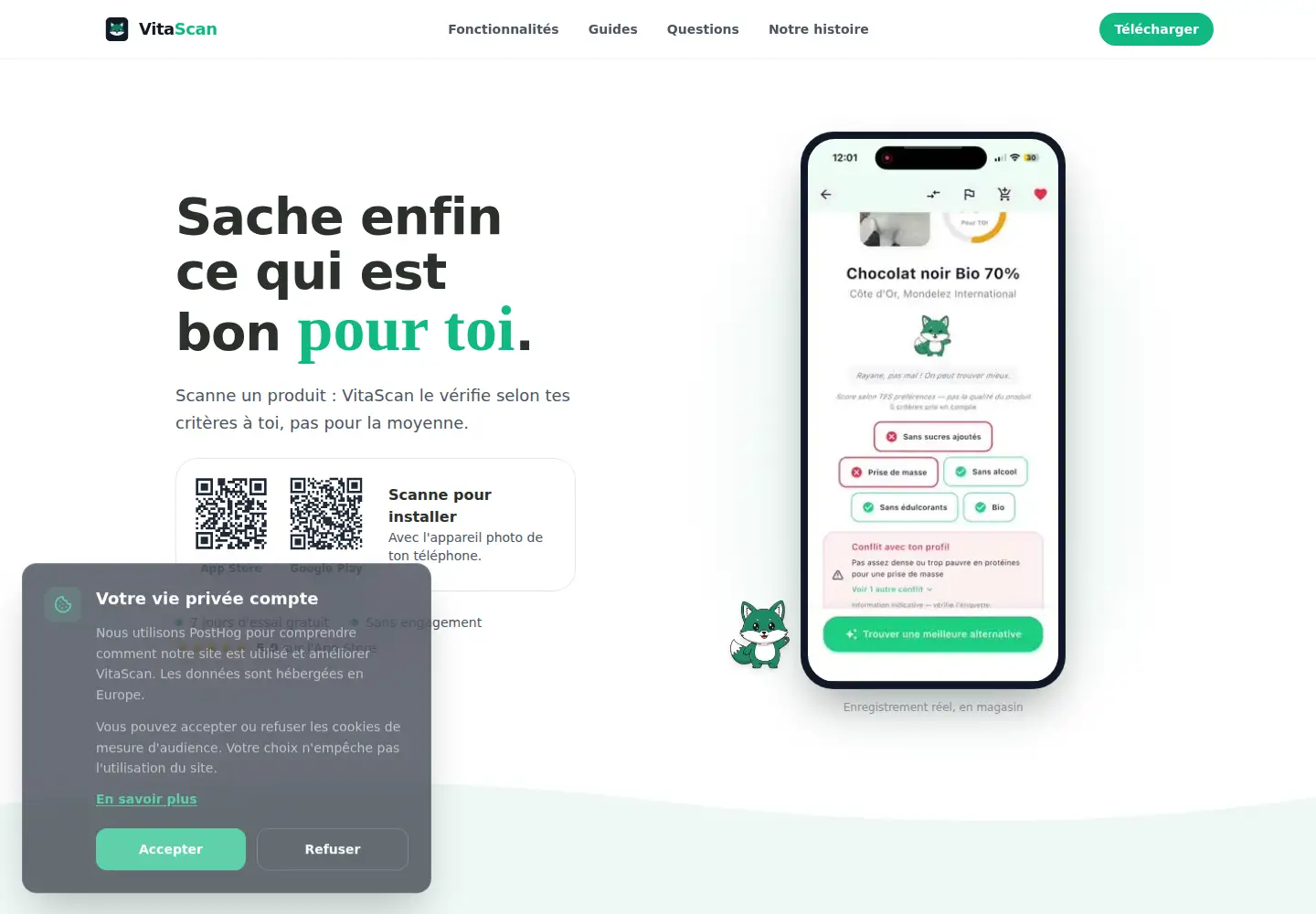 Screenshot of vitascanapp.fr