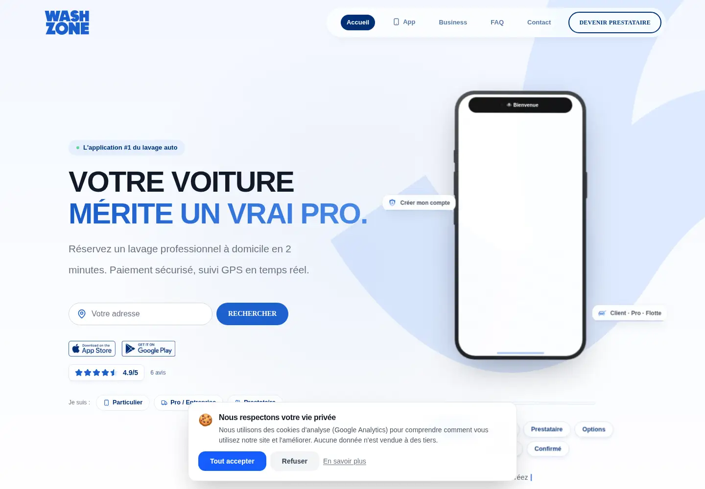 Screenshot of washzone.fr