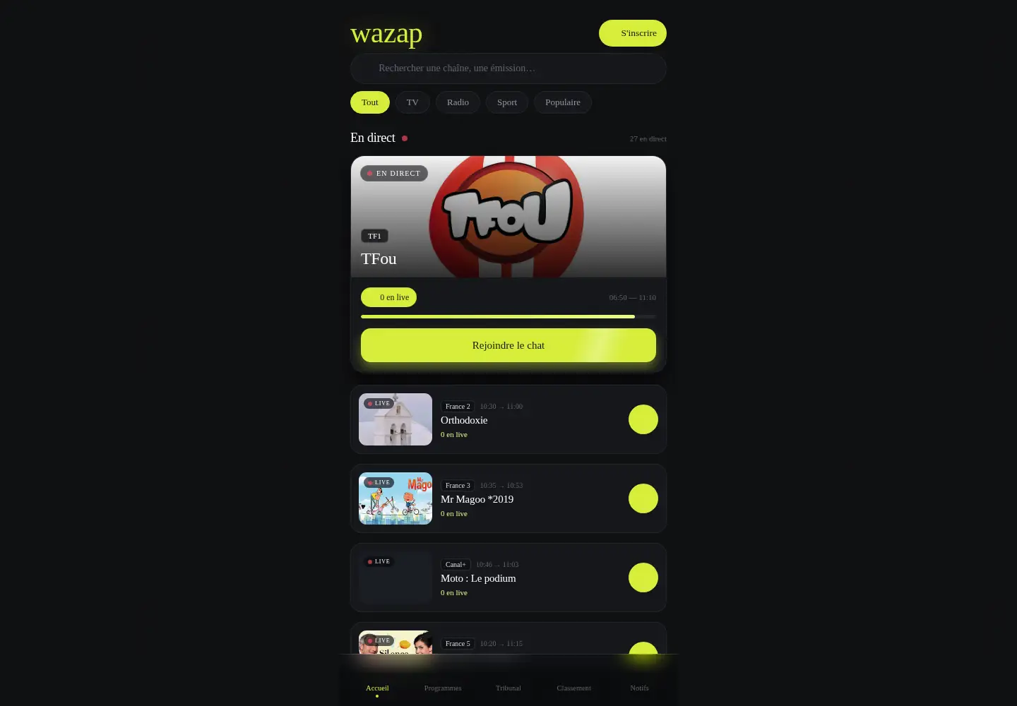 Captured homepage of wazap.fr in the current scan