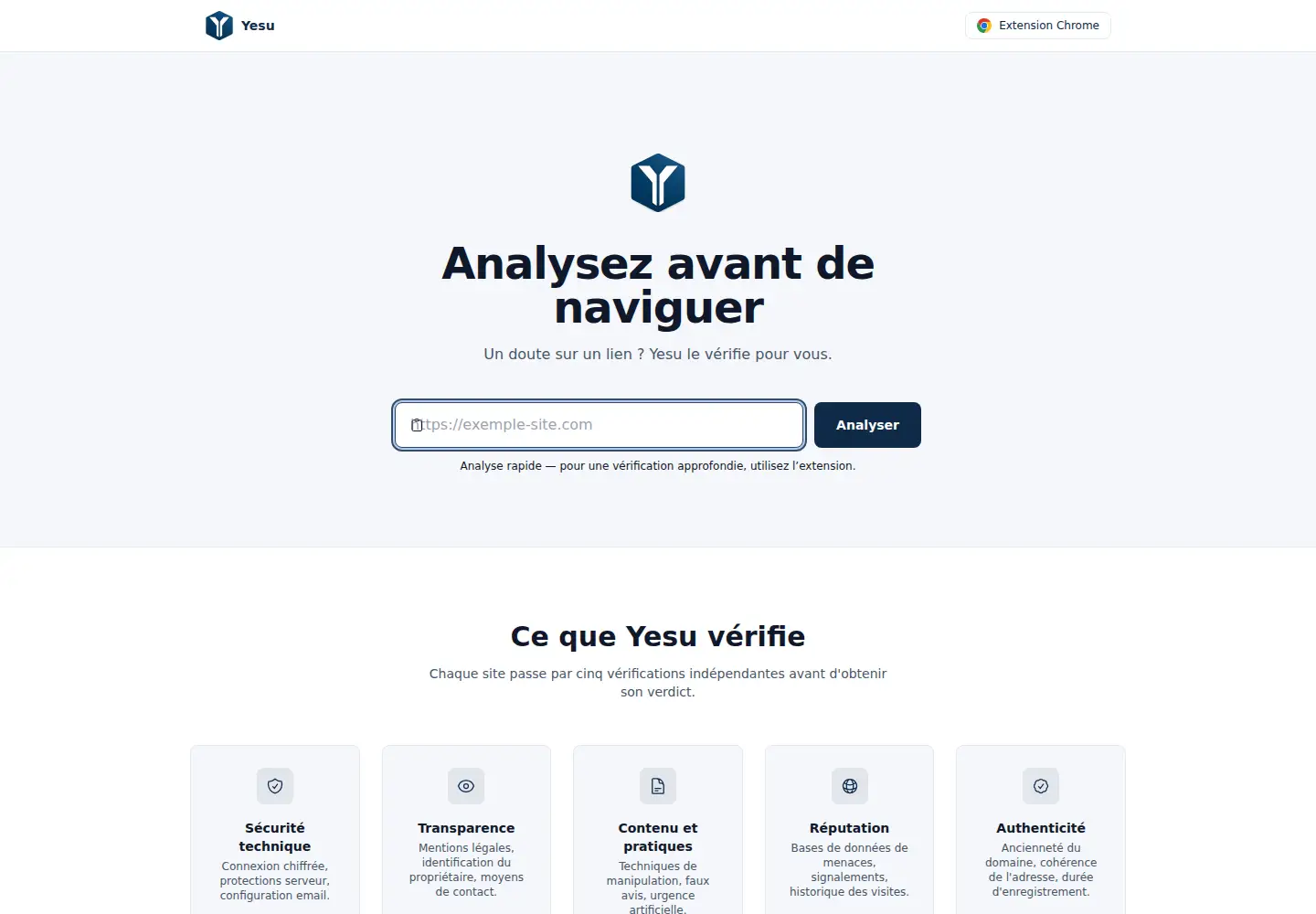 Captured homepage of yesu.fr in the current scan
