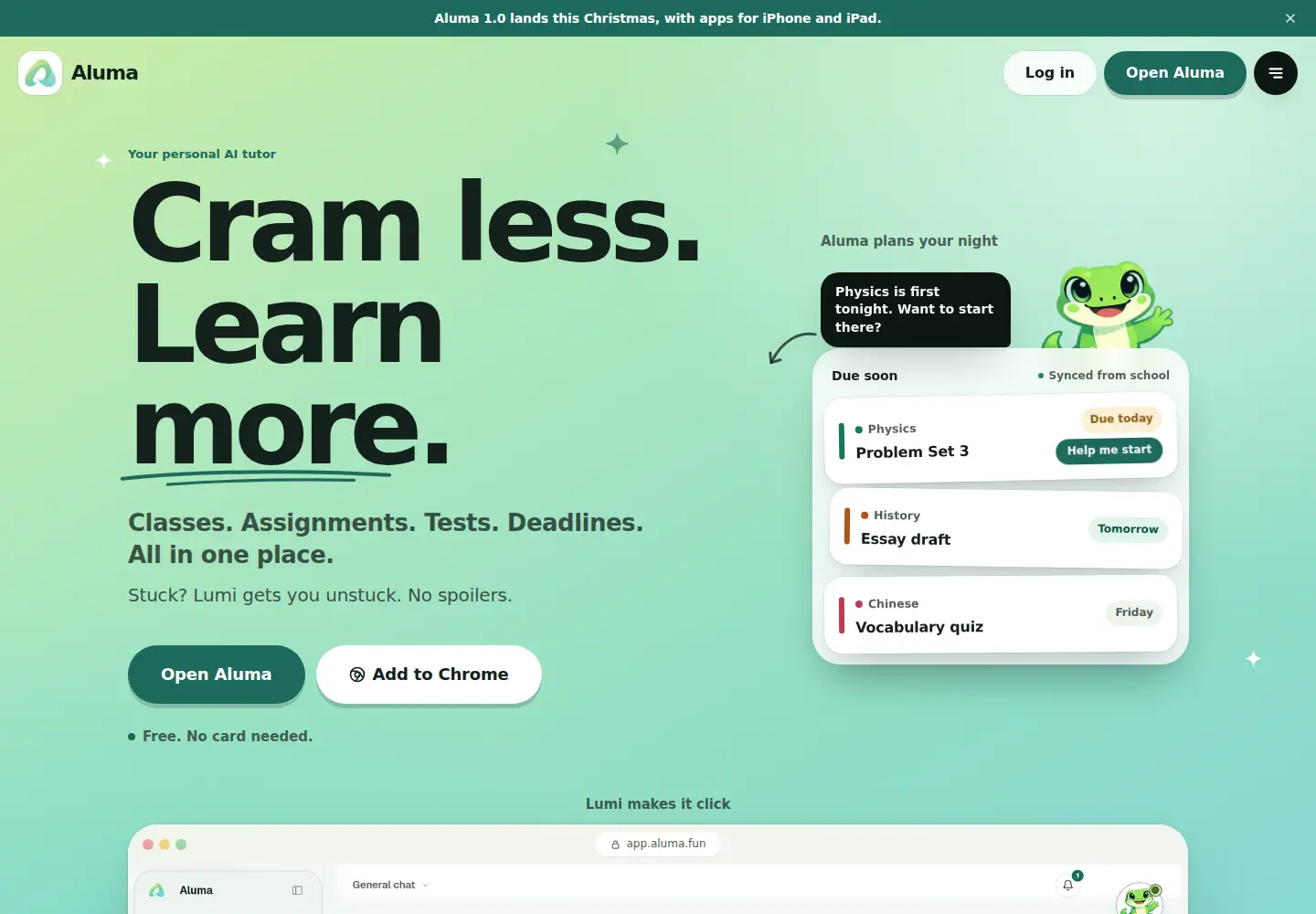 Captured homepage of aluma.fun in the current scan