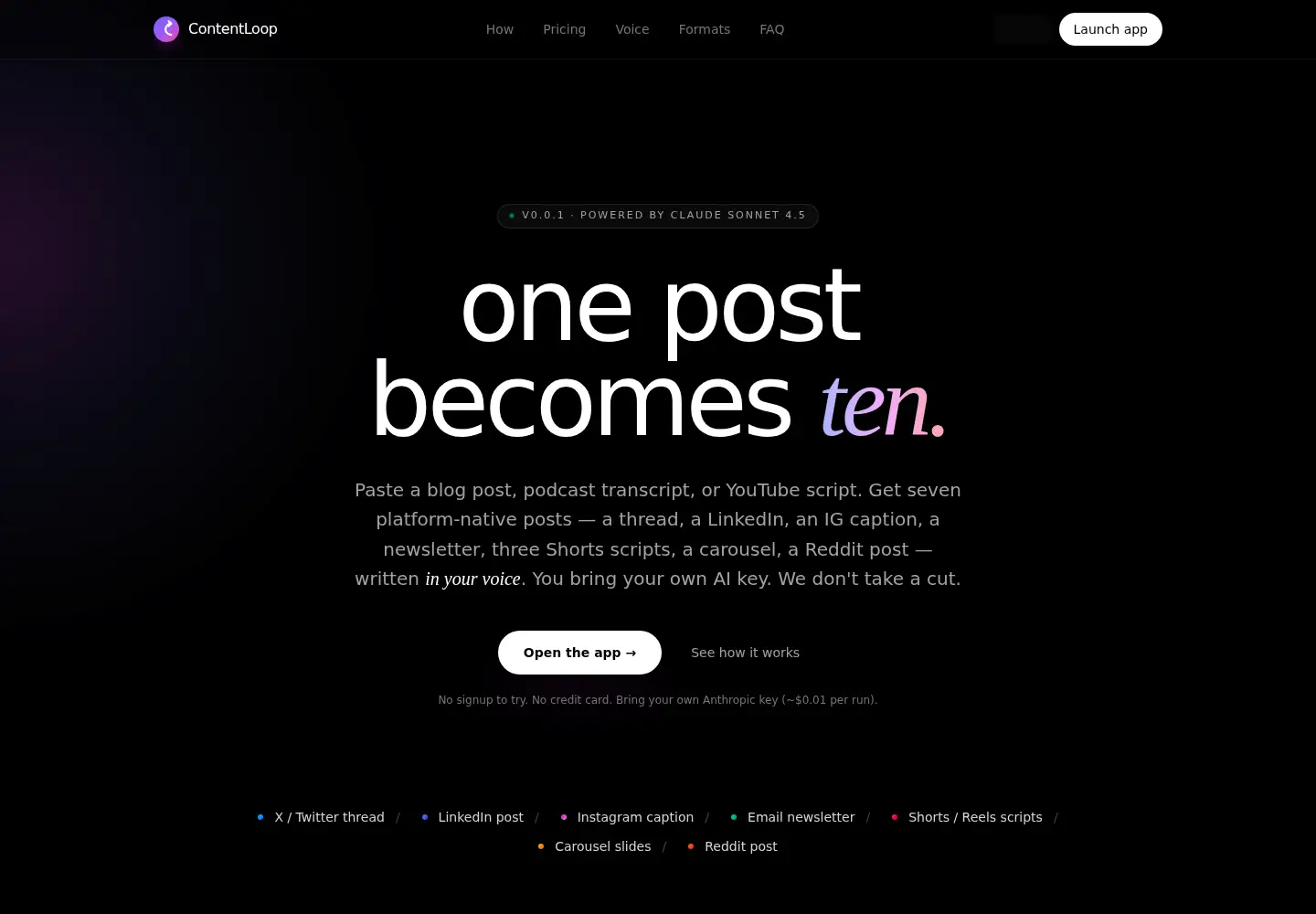 Captured homepage of contentloop.fun in the current scan