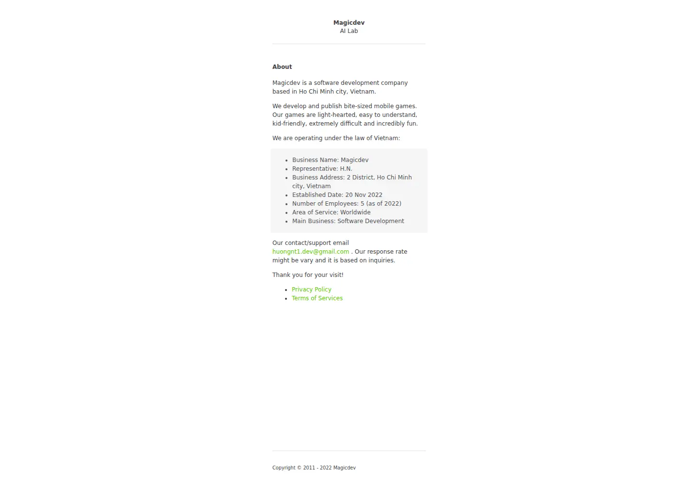 Captured homepage of magicdev.fun in the current scan