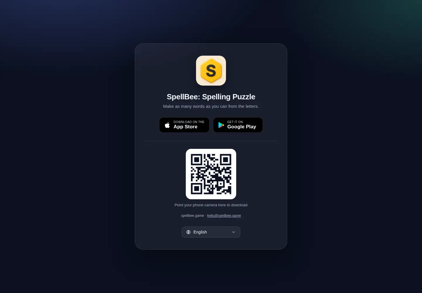 Captured homepage of spellbee.game in the current scan