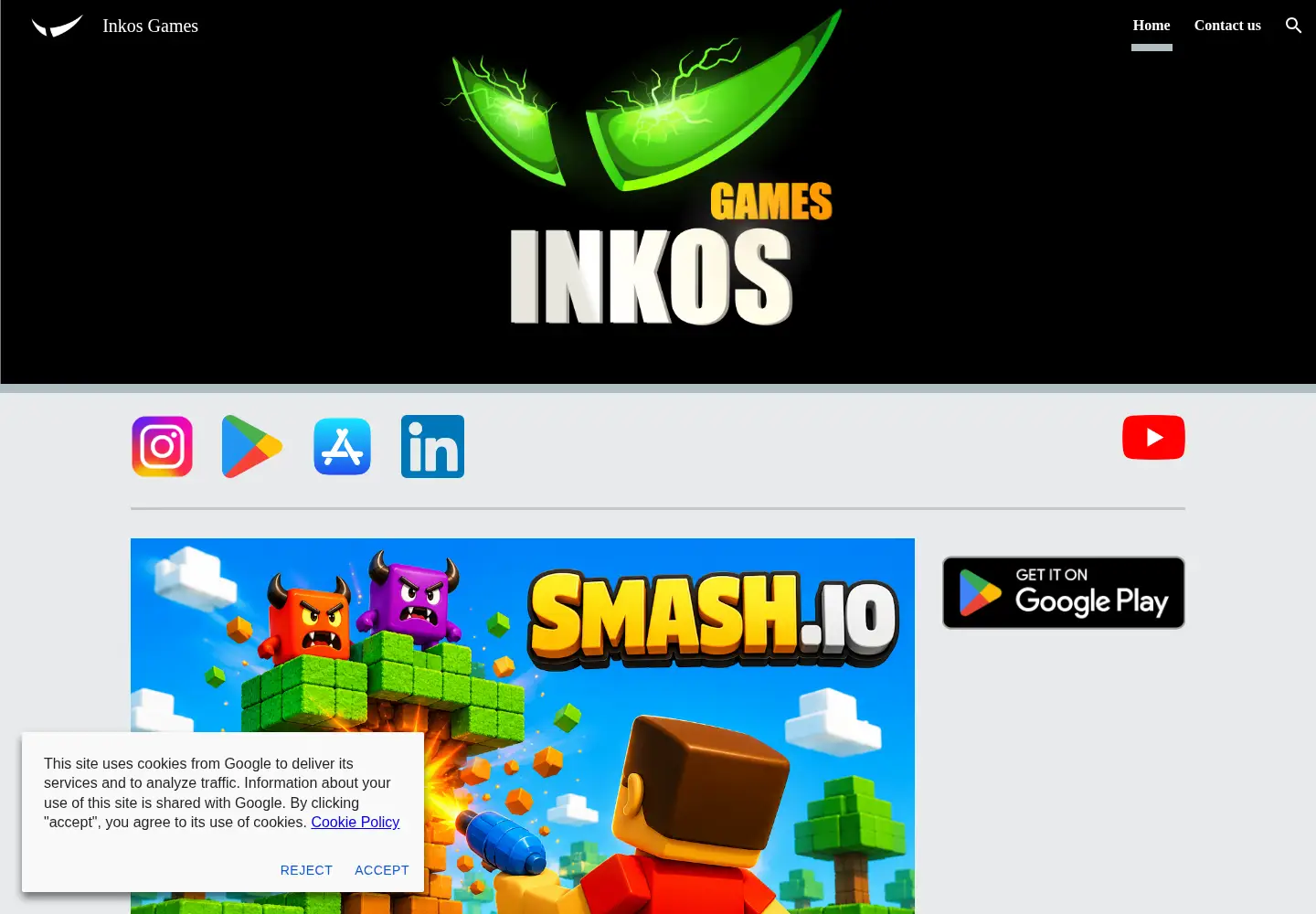 Captured homepage of inkos.games in the current scan