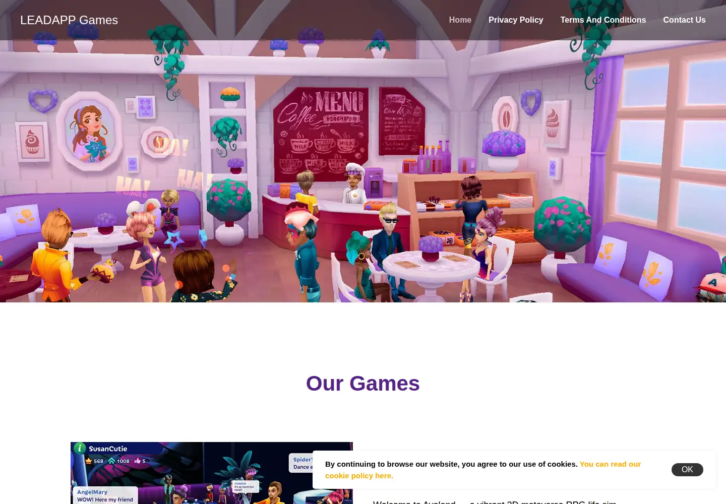 Captured homepage of leadapp.games in the current scan