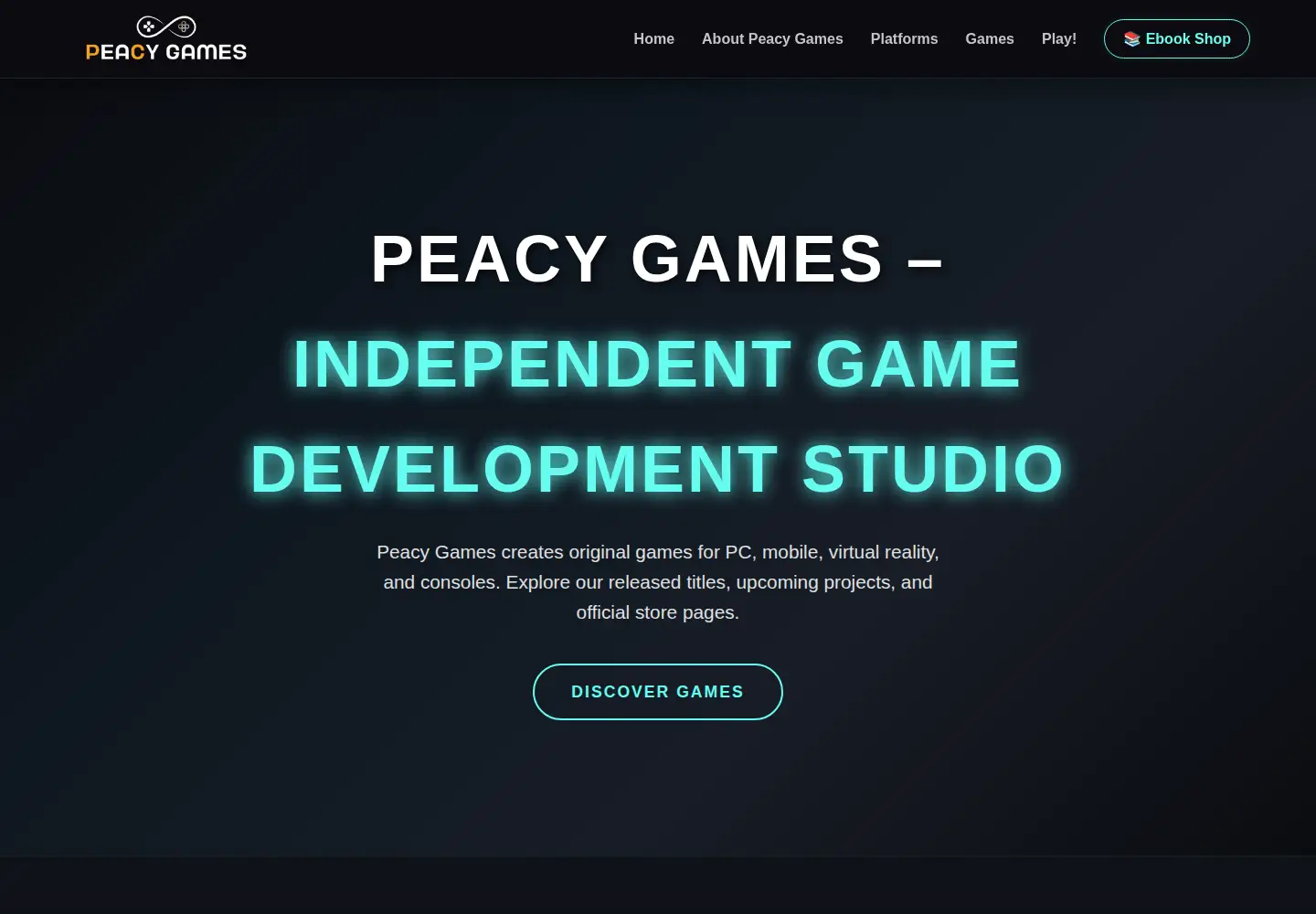 Captured homepage of peacy.games in the current scan