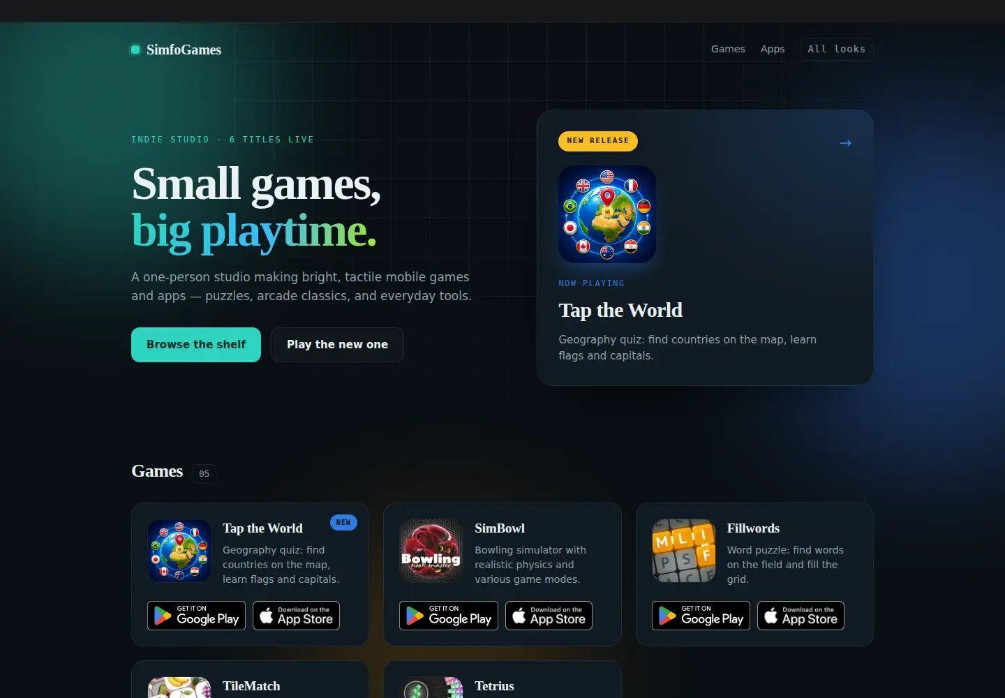 Captured homepage of simfo.games in the current scan