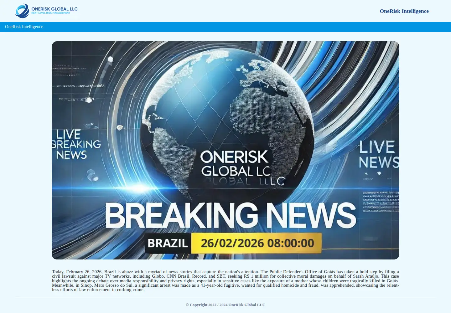 Screenshot of onerisk.global