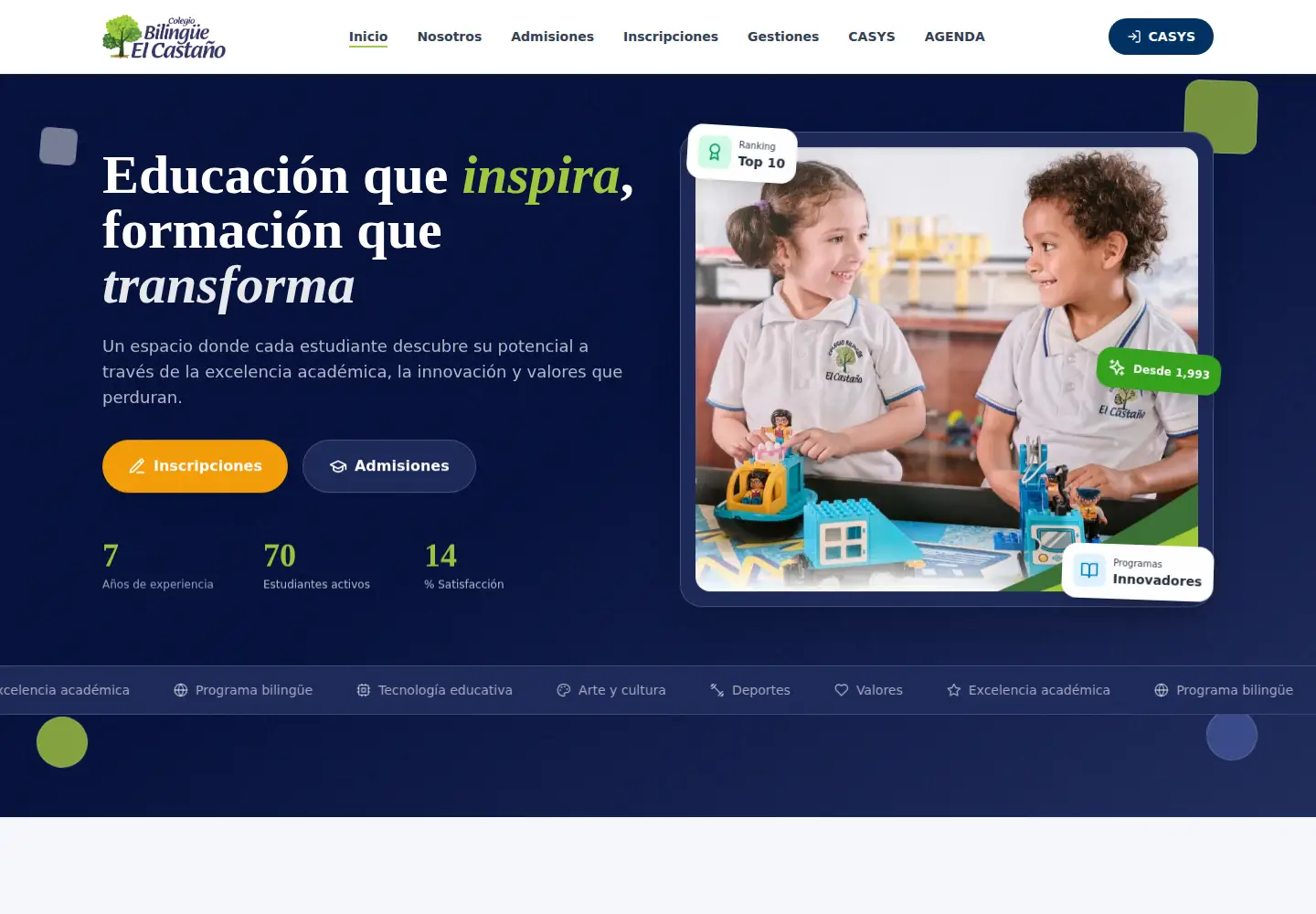Captured homepage of colegioelcastano.edu.gt in the current scan