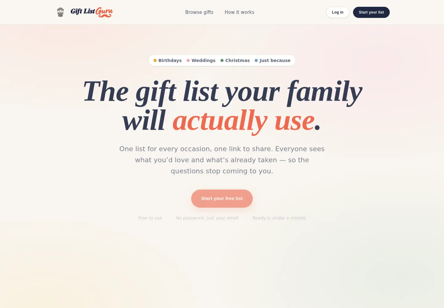 Screenshot of giftlist.guru