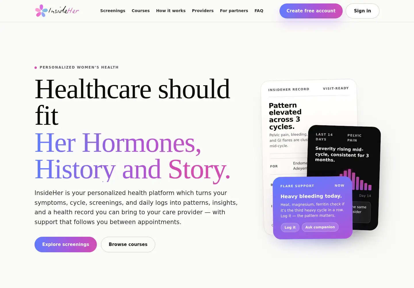 Screenshot of insideher.health