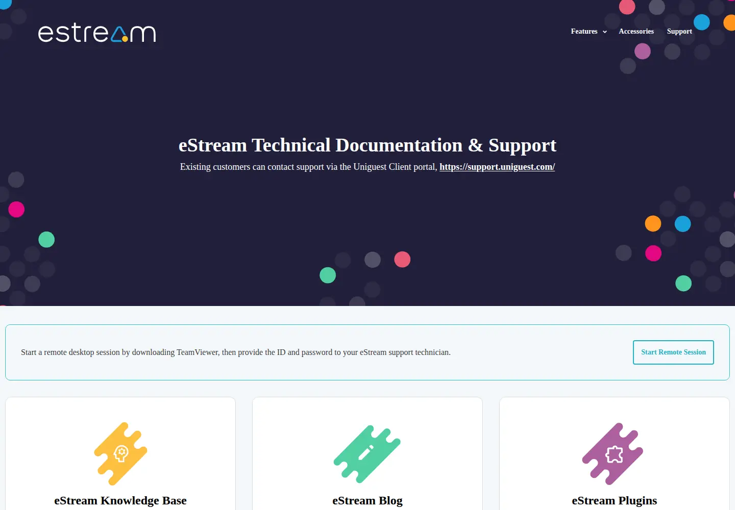 Captured homepage of estream.help in the current scan