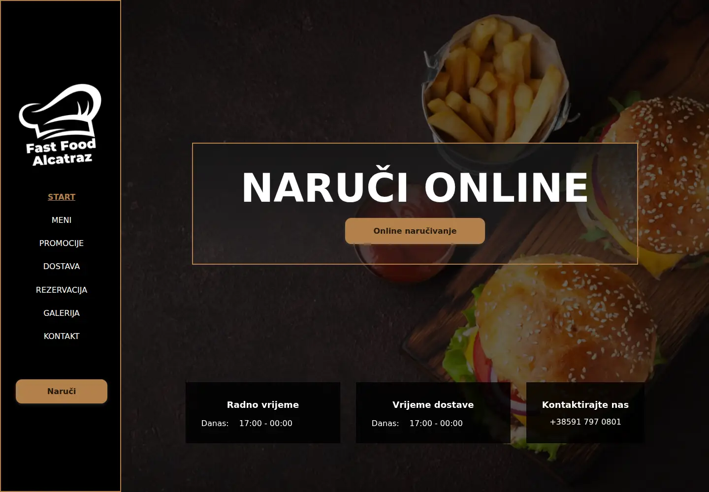 Captured homepage of fastfoodalcatraz.com.hr in the current scan