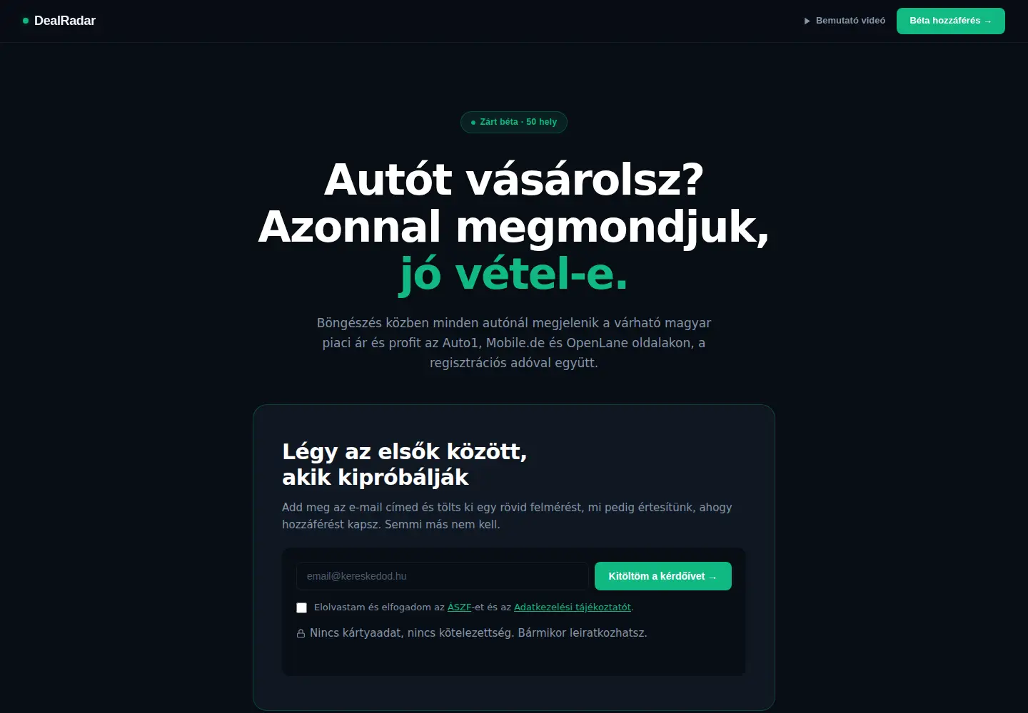 Screenshot of dealradar.hu