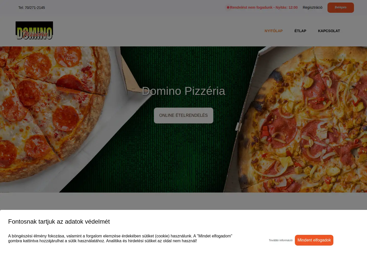 Captured homepage of dominopizzeria.hu in the current scan