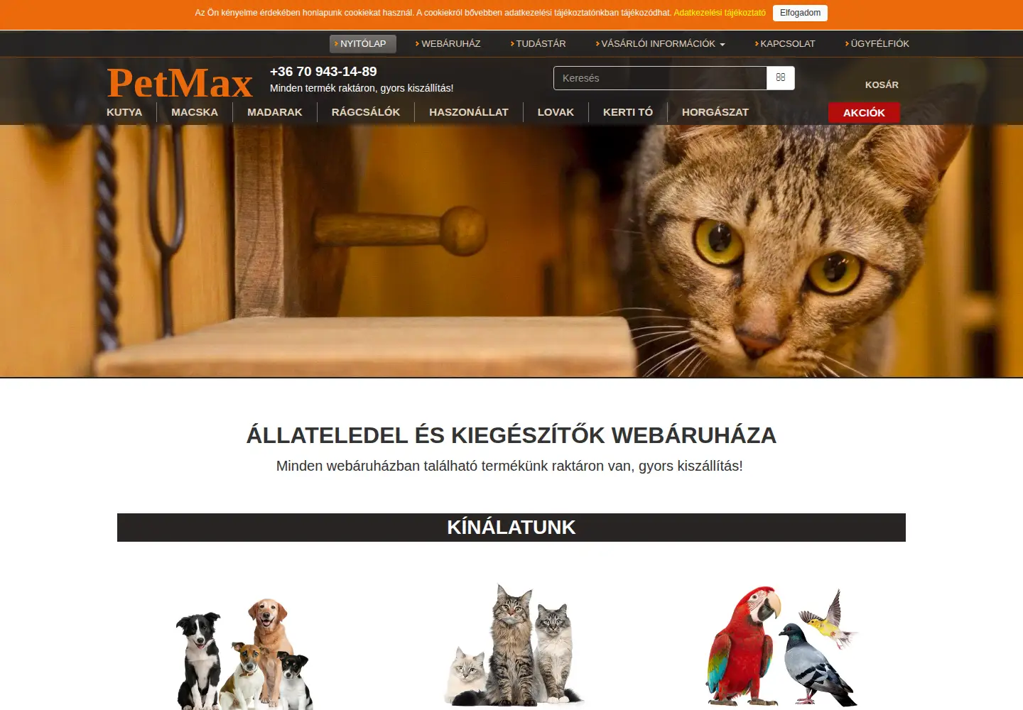 Captured homepage of petmax.hu in the current scan