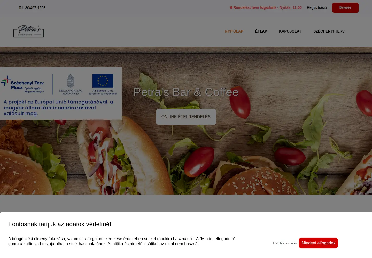 Captured homepage of petrasbar.hu in the current scan