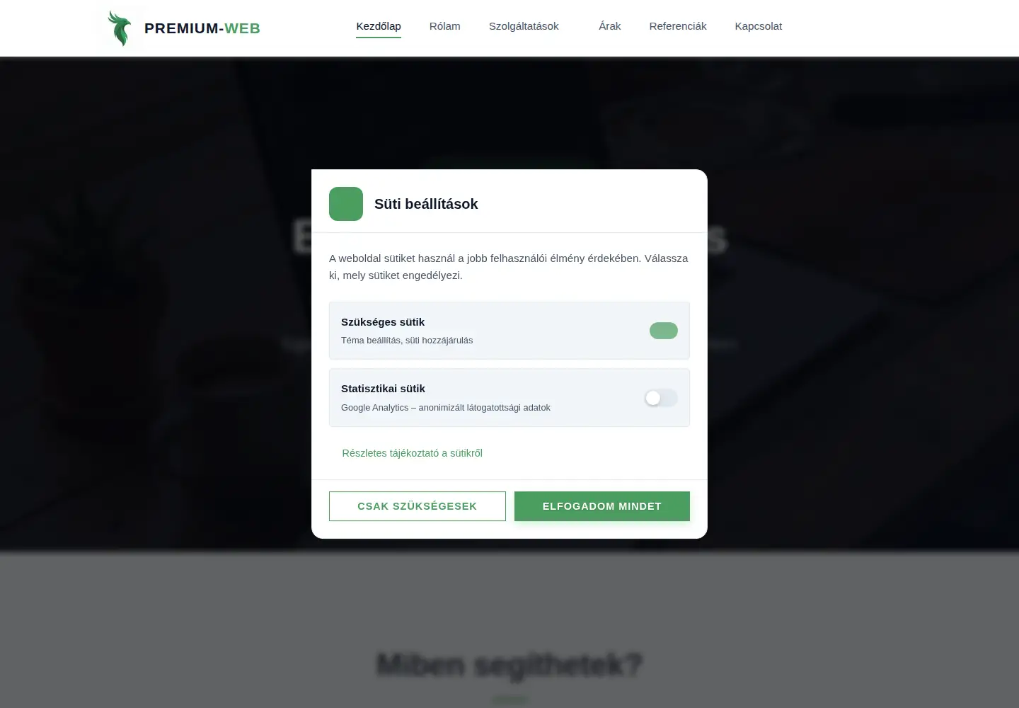 Captured homepage of premium-web.hu in the current scan