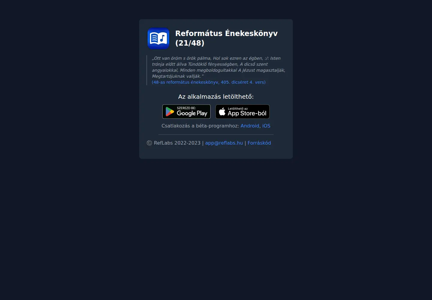 Captured homepage of reflabs.hu in the current scan