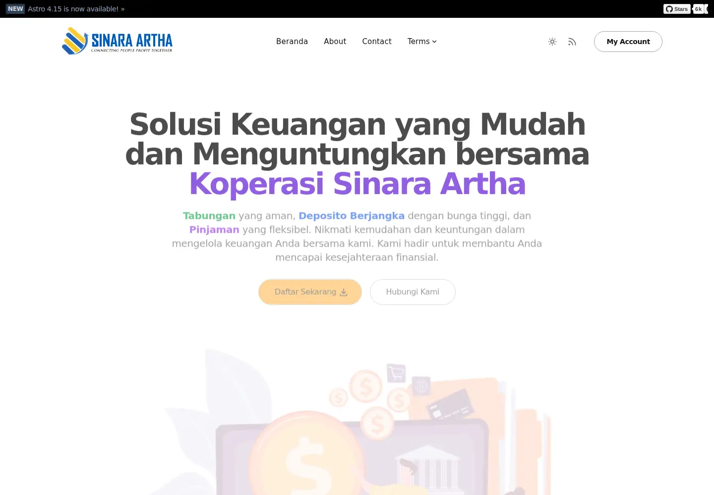 Screenshot of kospinsinaraartha.co.id