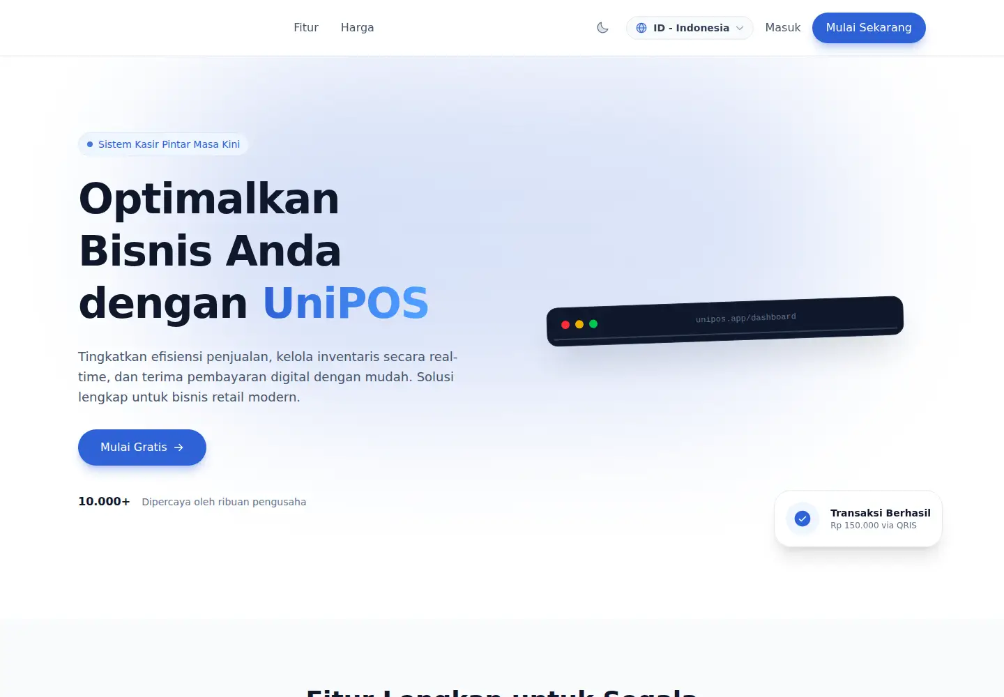 Captured homepage of unipos.co.id in the current scan