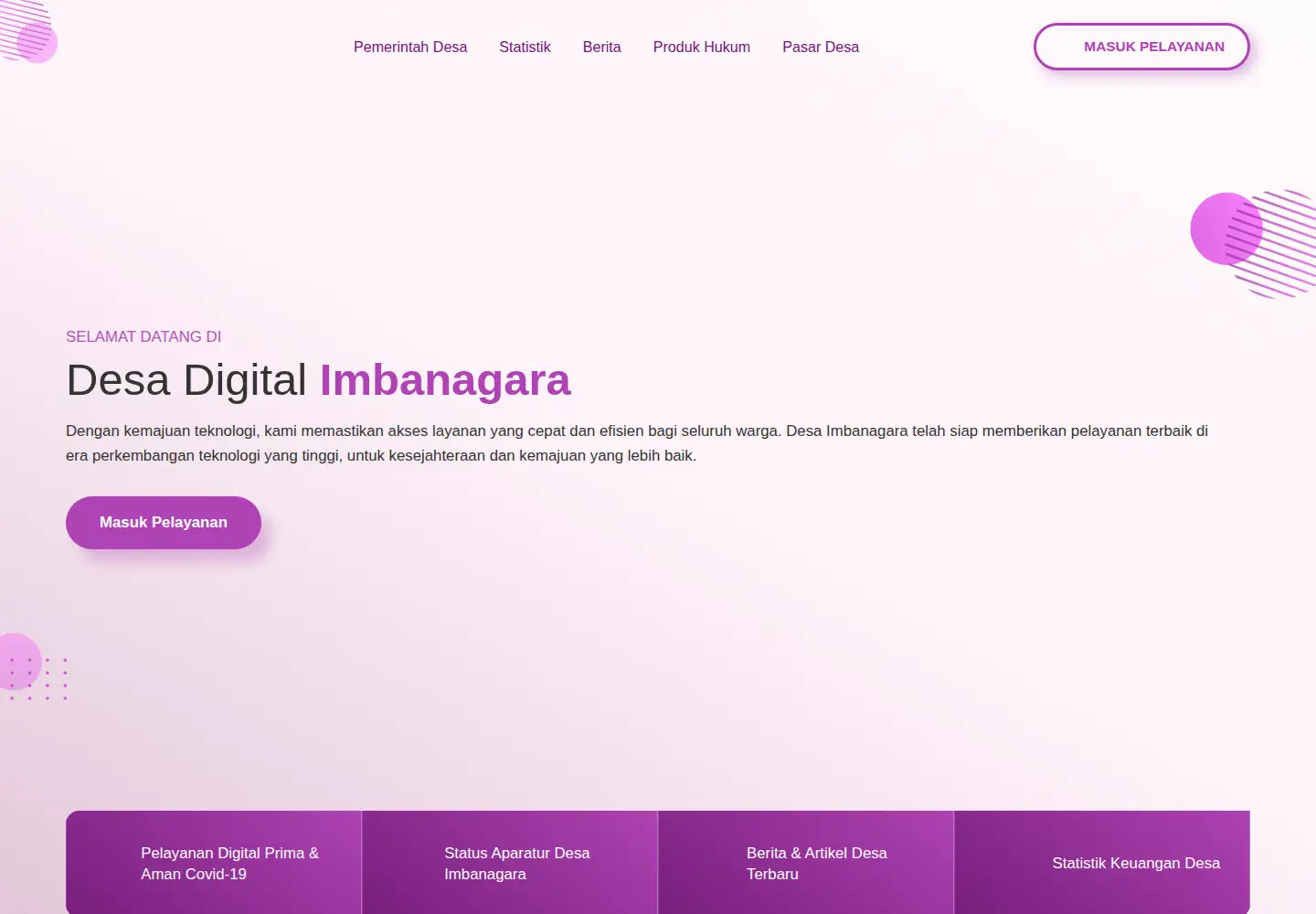 Screenshot of imbanagara.desa.id