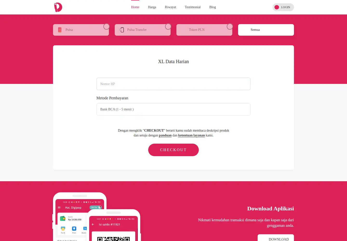 Captured homepage of digipop.id in the current scan