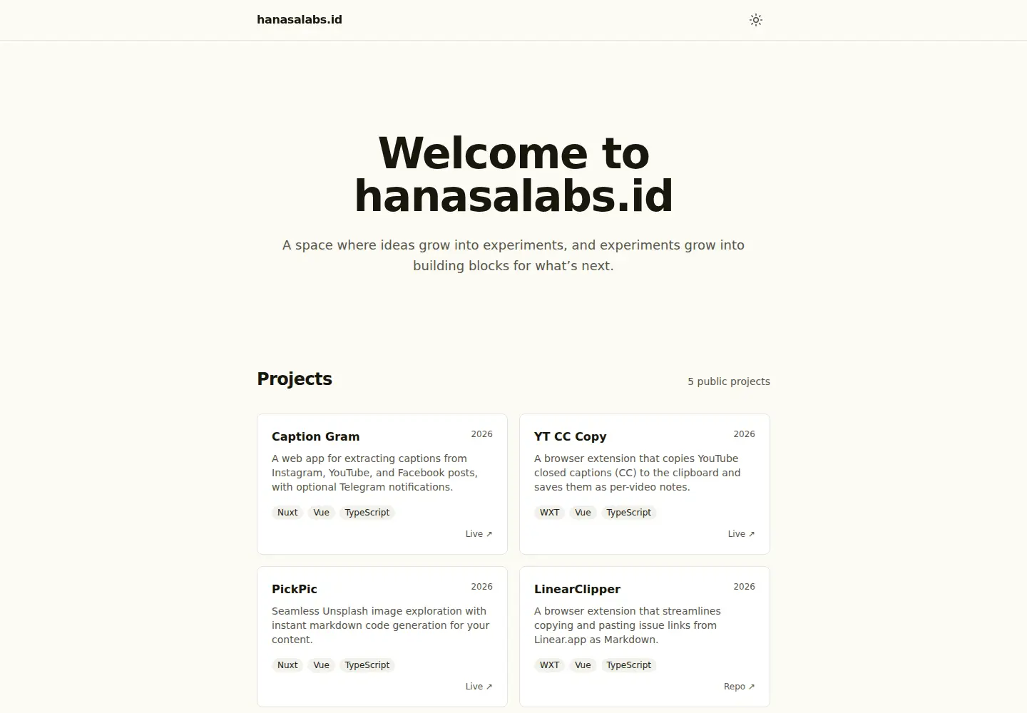 Screenshot of hanasalabs.id