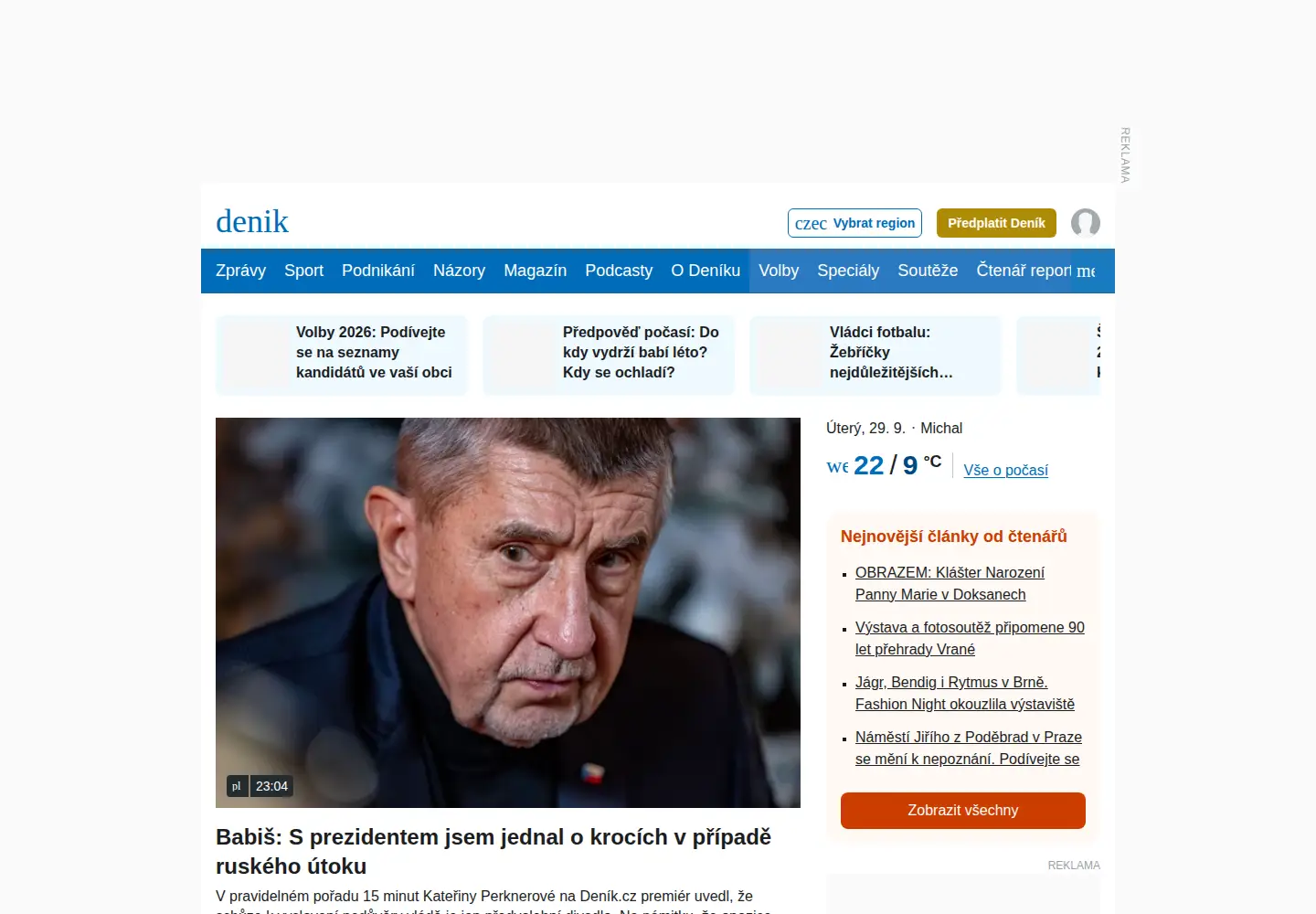 Screenshot of denik.cz