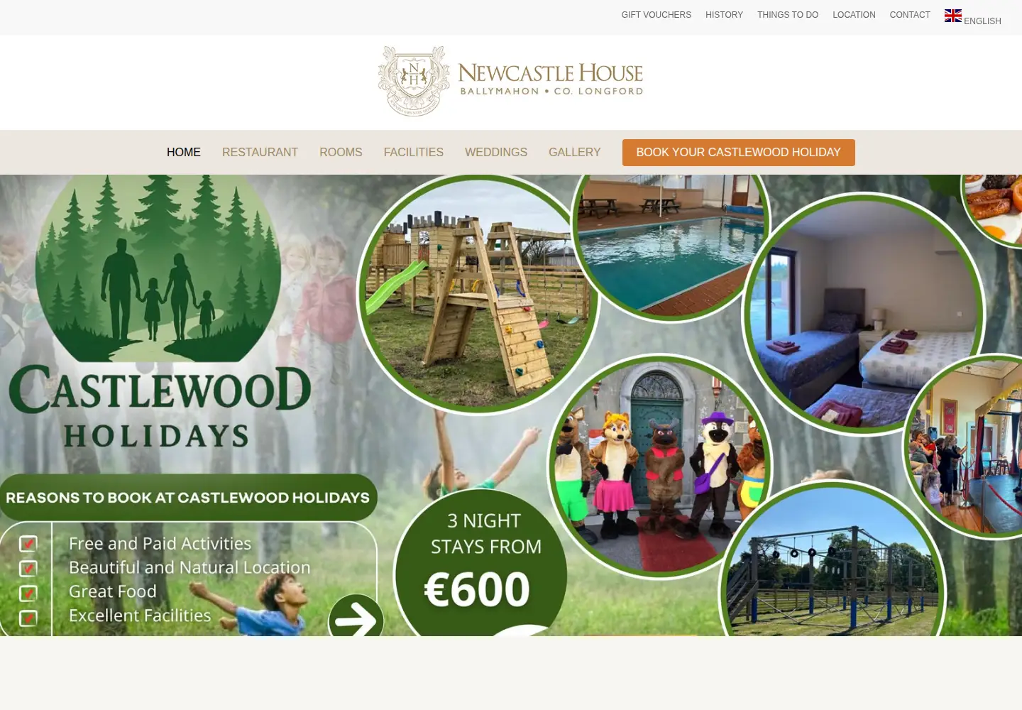 Captured homepage of newcastlewoods.ie in the current scan