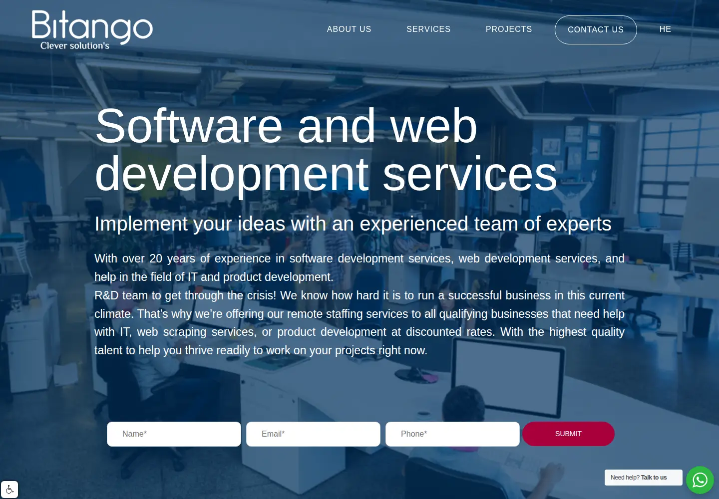 Captured homepage of bitango.co.il in the current scan
