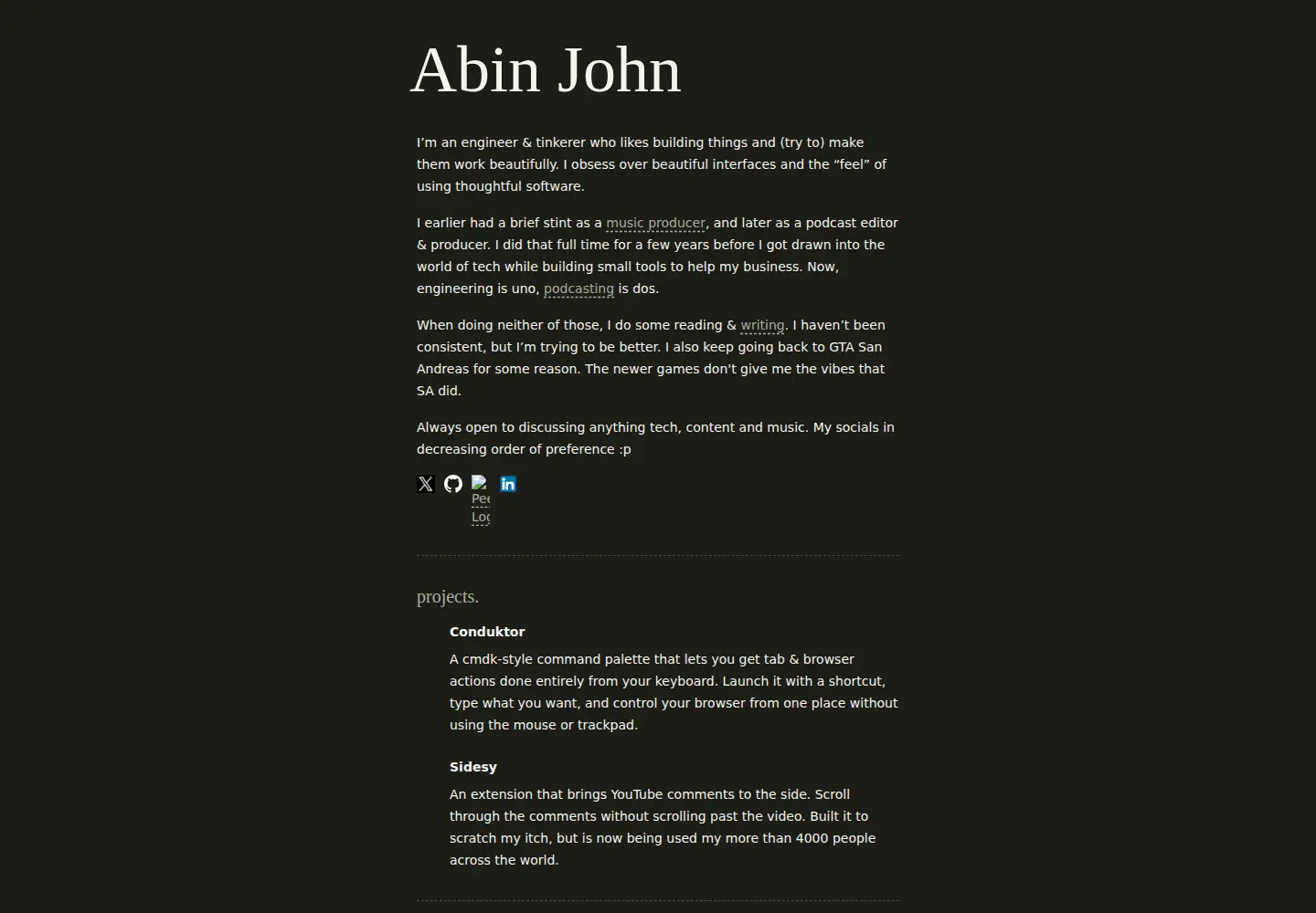 Screenshot of abinjohn.in