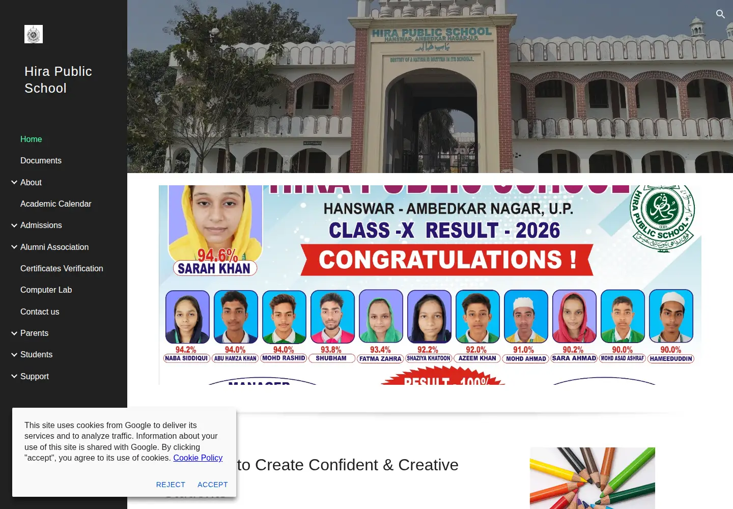 Screenshot of hira.ac.in
