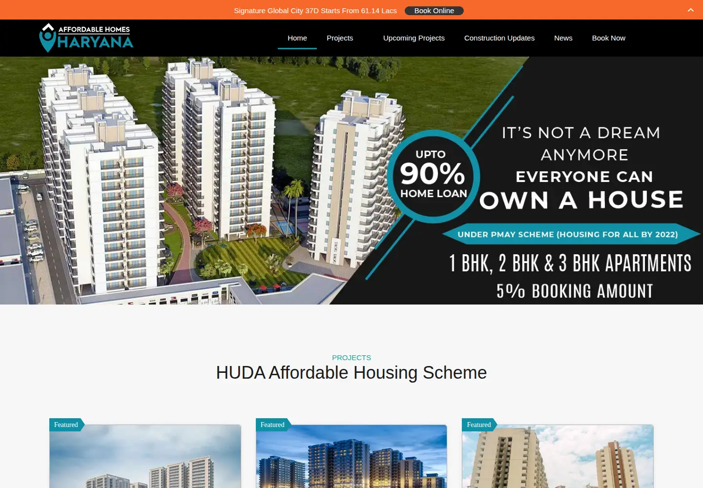 Screenshot of affordablehomesharyana.in