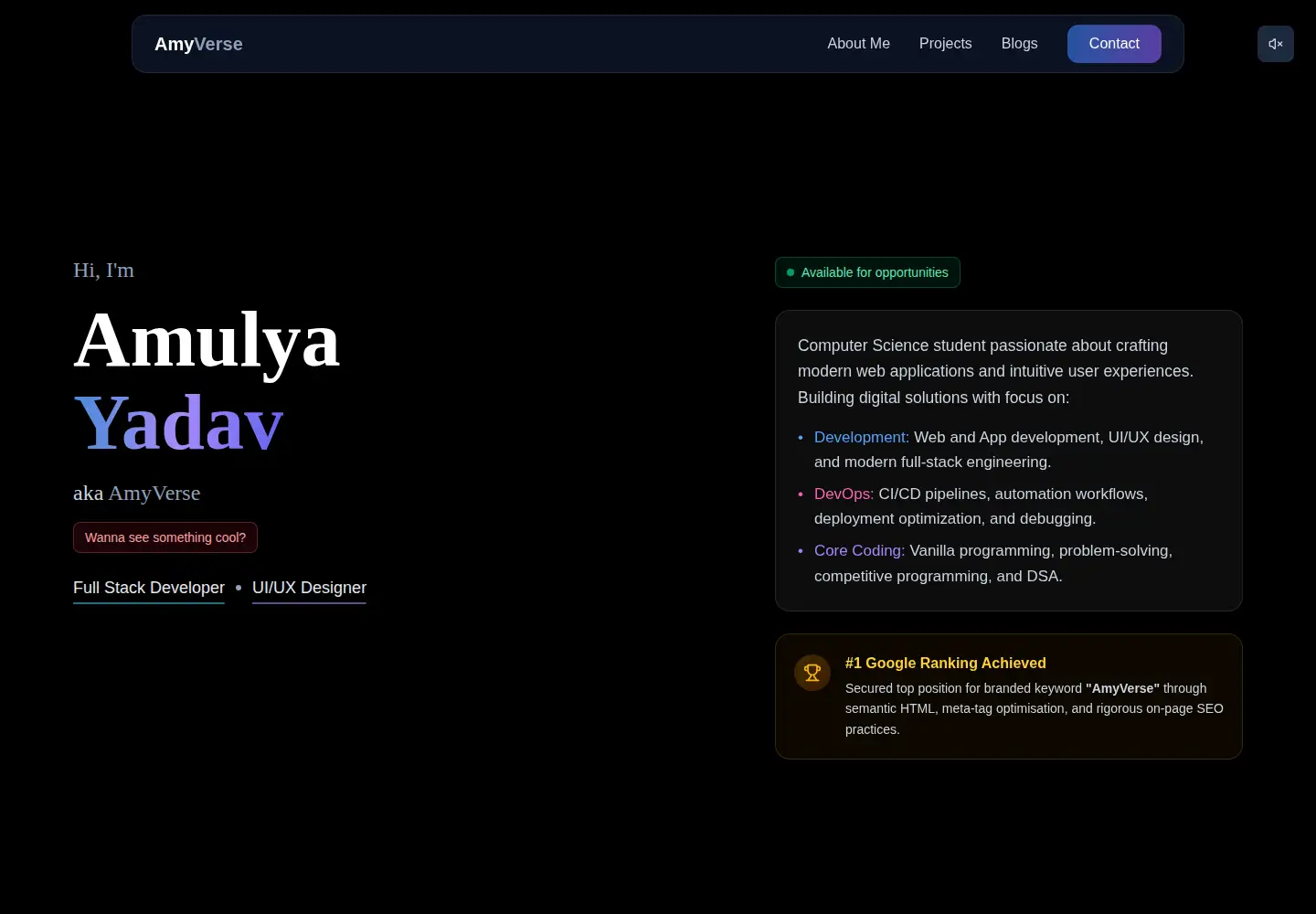Screenshot of amyverse.in