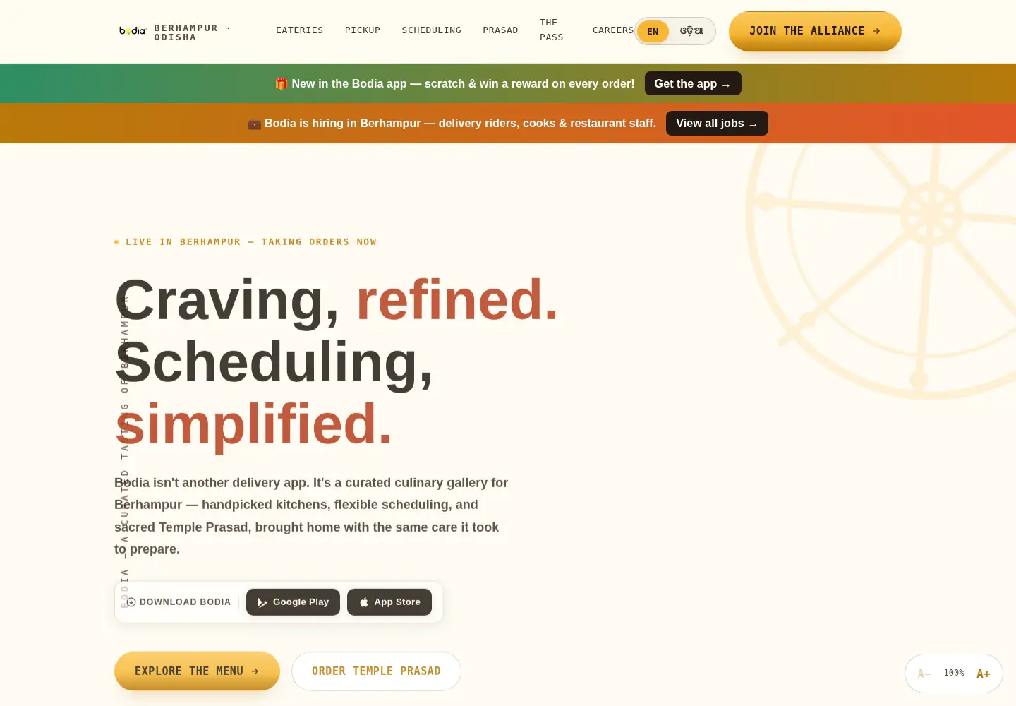 Captured homepage of bodia.in in the current scan