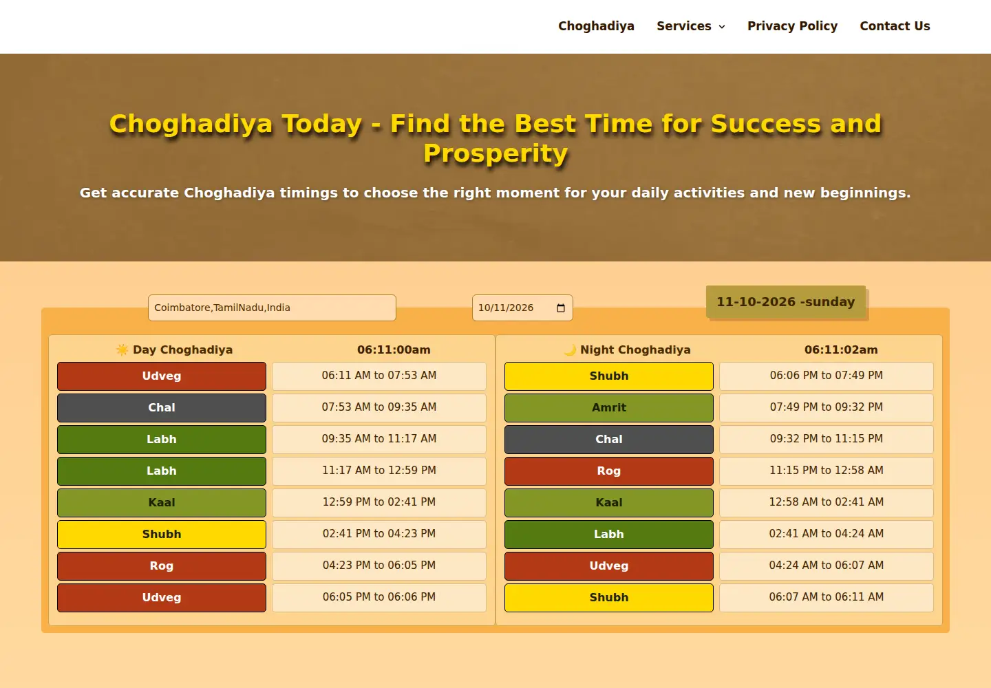 Screenshot of choghadiya.co.in