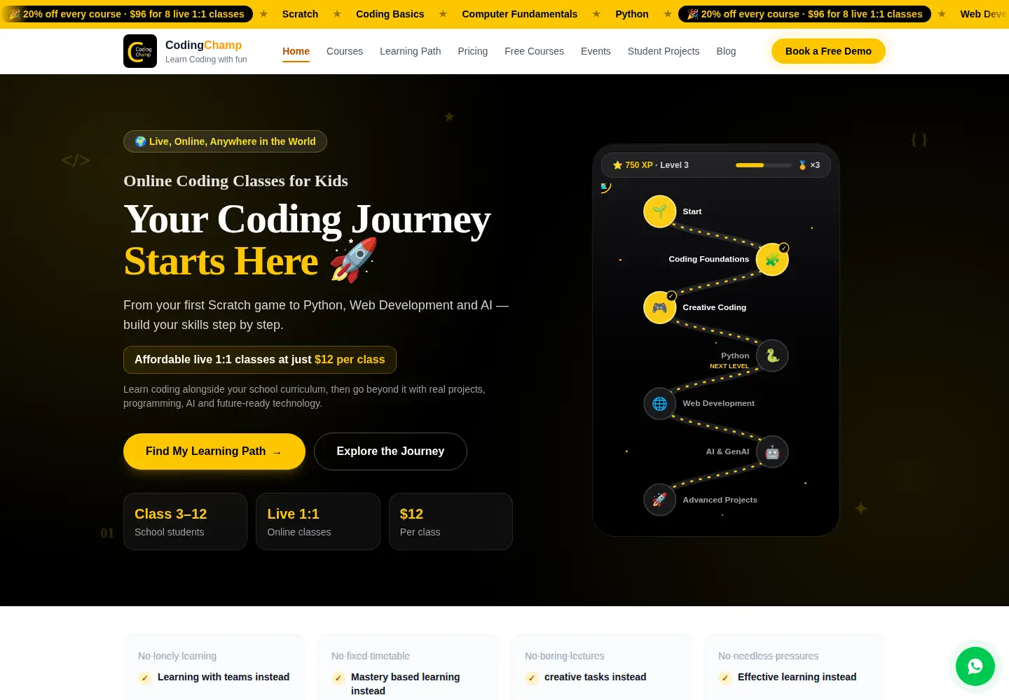 Captured homepage of codingchamp.in in the current scan