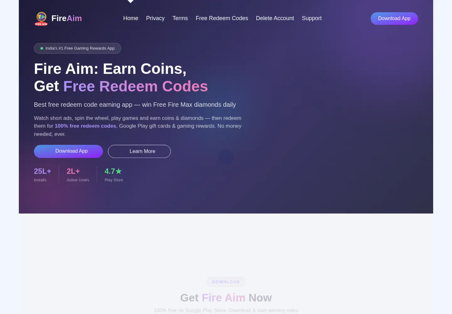 Captured homepage of fireaim.in in the current scan