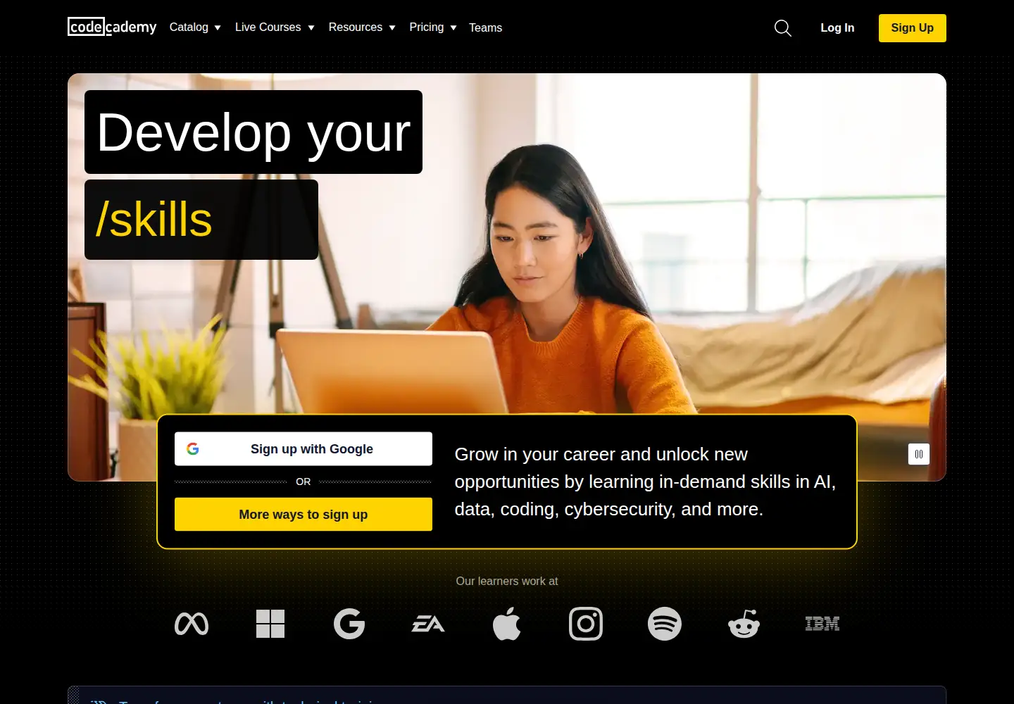Screenshot of codecademy.com