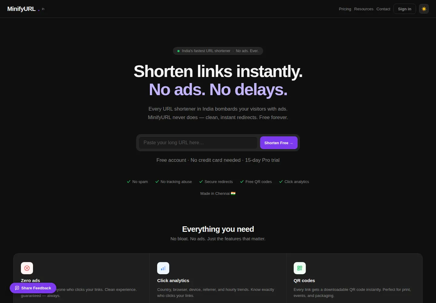 Captured homepage of minifyurl.in in the current scan
