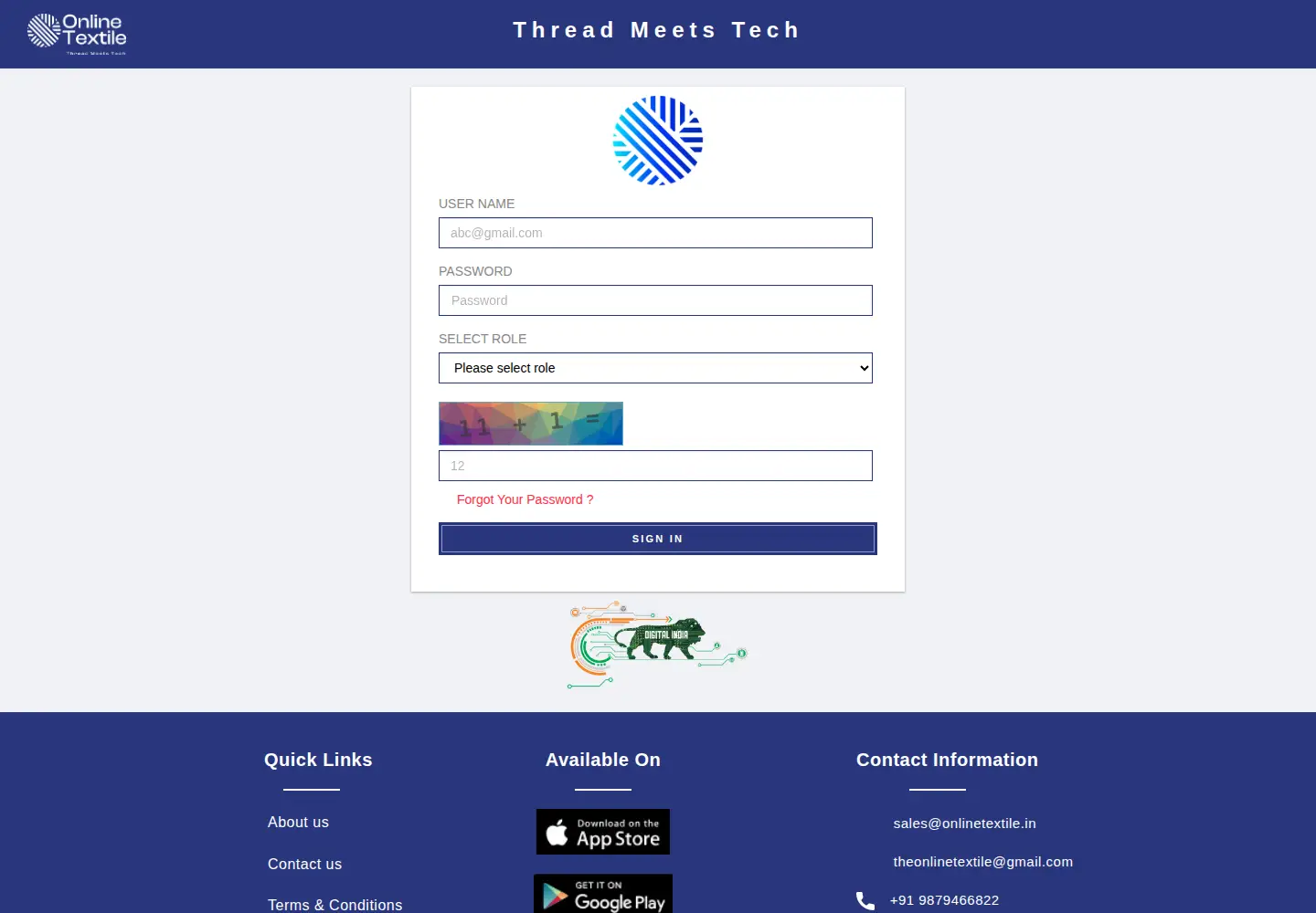 Screenshot of onlinetextile.in