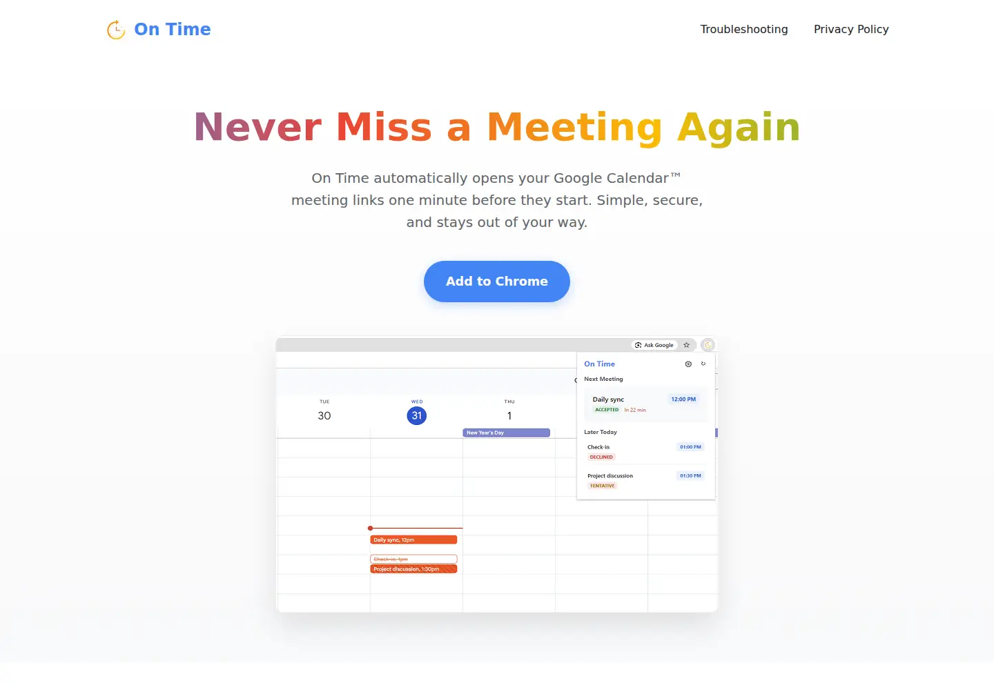 Captured homepage of ontime-meeting.in in the current scan